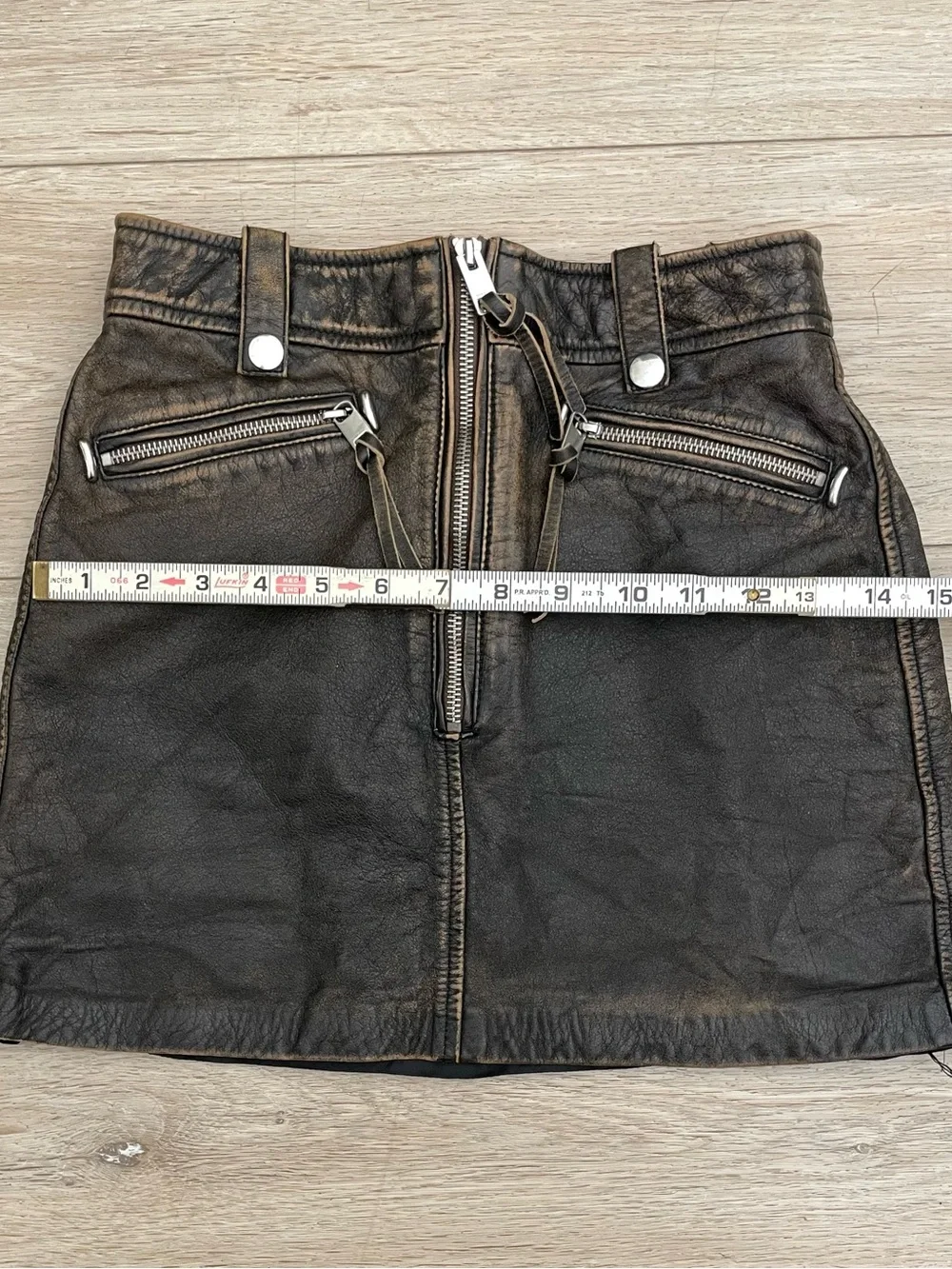 Diesel L-Emilia Skirt Brown  Cowhide Leather, Aged